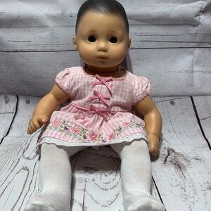 American Girl Bitty Baby with Pink and White Embroidered Dress